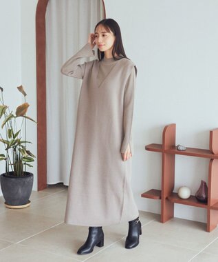 earth music&ecology Ｓｅｔ２点ハイネックプルオーバー＋ニットワンピース Gray Beige