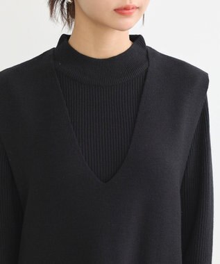 earth music&ecology Ｓｅｔ２点ハイネックプルオーバー＋ニットワンピース Black