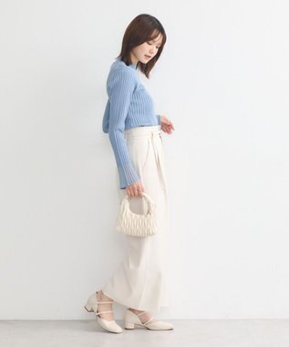 earth music&ecology ベルト付きワイドパンツ Light Beige