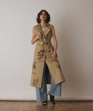 GRACE CONTINENTAL プリントトレンチワンピース ベージュ