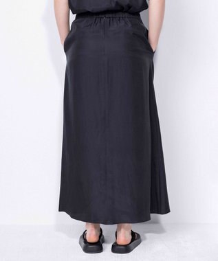 NAVE 【ReNAVE・セットアップ可/洗える/UVケア/接触冷感】フィブリルシャンブレー Aラインスカート ブラック系