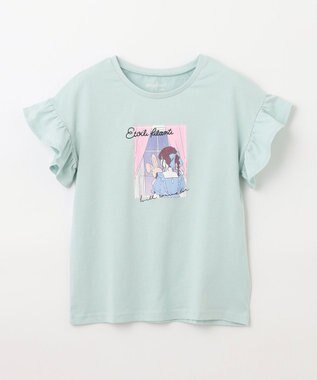 ANY KIDS 袖フリル エモプリント Ｔシャツ ミント