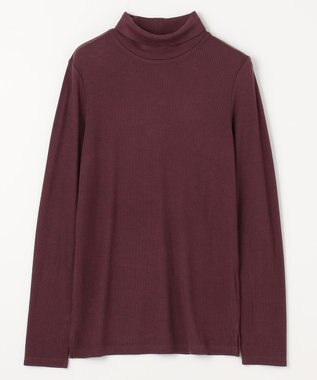 ANY 【洗濯機可】ソフトタッチリブタートルネック ボルドー