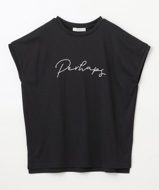 ANY 【汗ジミ防止加工】シルケットスムースフレンチスリーブ刺繍ロゴTシャツ ブラック