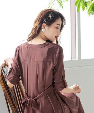 Tiaclasse L 【新色追加・洗える】バックリボン前開きワンピース ピンク