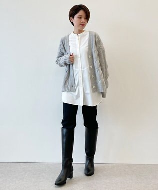 自由区 【洗える】ウールカシミヤブレンド ニットカーディガン ライトグレー系