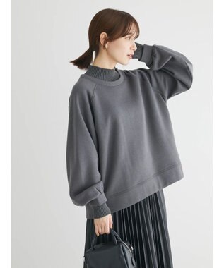 Green Parks 裏起毛ニットリブドッキングプルオーバー Gray