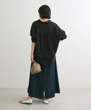 Green Parks インド綿 シアサッカーシャツ Black