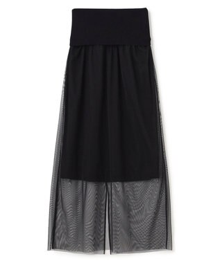 BEIGE， 【洗える】TAMARIX / ストレッチチュールIラインスカート Black