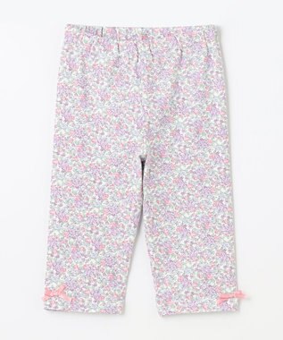 ANY KIDS 裾リボン 5分丈 レギンス 花ピンク