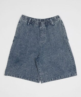 WEGO 【ウエストゴム/SMLサイズ展開】イージーコットンハーフパンツ デニム淡加工色