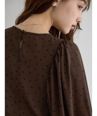 AMERICAN HOLIC ギャザースリーブドットブラウス Brown