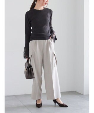 Te chichi レースカフスレイヤードニット チャコールグレー