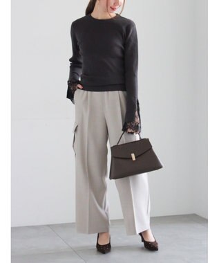 Te chichi レースカフスレイヤードニット チャコールグレー