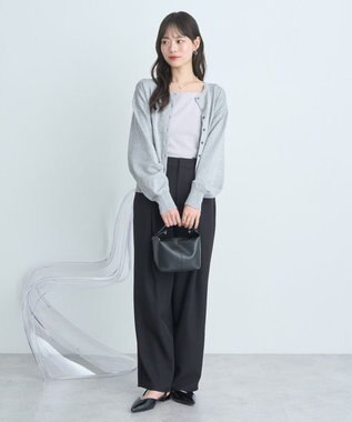 earth music&ecology ＵＶカット加工クルーネックニットカーディガン Gray Mixture