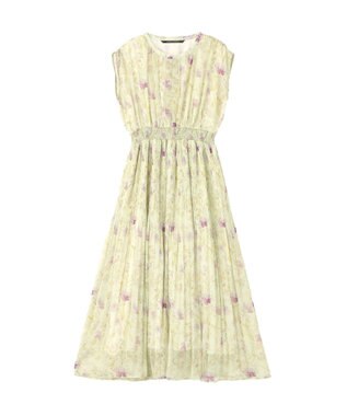 YECCA VECCA シアー花柄プリーツワンピース Light Green