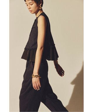 uncrave リネンライクツイル ジレブラウス ネイビーストライプ