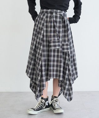 earth music&ecology イレヘムチェックシャツライクスカート Black