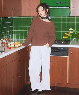 earth music&ecology パウダーシャギー畦プルオーバー Brown