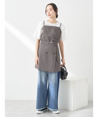 earth music&ecology トレンチ風キャミミニワンピース Dark Gray