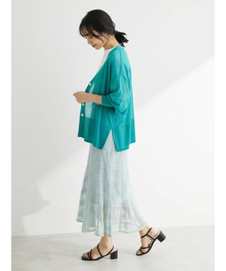 Green Parks 接触冷感Ｖネックカーデ Blue Green