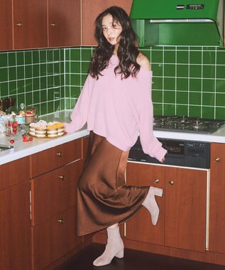 earth music&ecology パウダーシャギー畦プルオーバー Pink