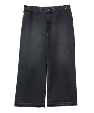 Green Parks タックワイドデニムパンツ Black