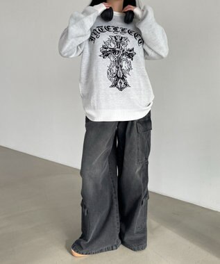 WEGO グラフィックBIGニットプルオーバー 柄4