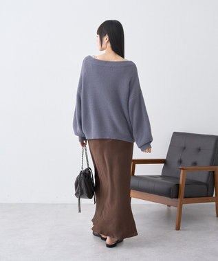 earth music&ecology パウダーシャギー畦プルオーバー Charcoal Gray