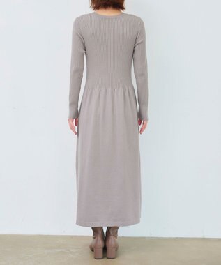 Tiaclasse 【2点セット・洗える】細ケーブルニットトップス＆ニットワンピース グレージュ