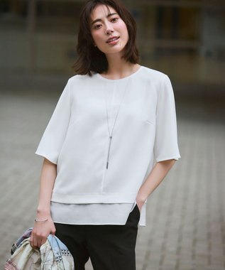 【新色追加/Oggi掲載】ストレッチジョーゼット シアーコンビ カットソー