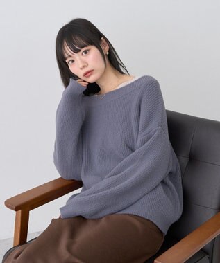 earth music&ecology パウダーシャギー畦プルオーバー Charcoal Gray