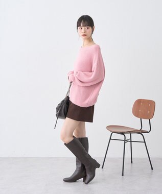 earth music&ecology パウダーシャギー畦プルオーバー Pink