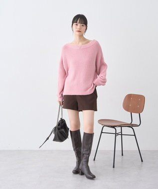 earth music&ecology パウダーシャギー畦プルオーバー Pink