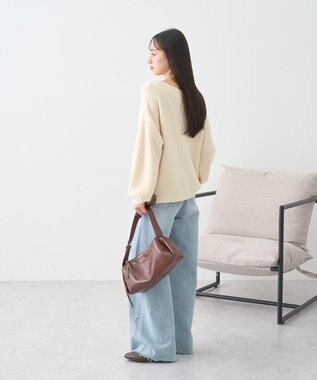 earth music&ecology パウダーシャギー畦プルオーバー Ivory