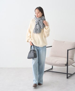 earth music&ecology パウダーシャギー畦プルオーバー Ivory