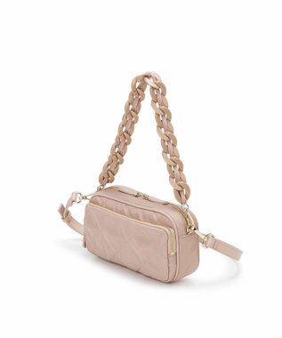 TOPKAPI 【TREASURE TOPKAPI】キルティング アクリルチェーン付 ショルダー バッグ ペールベージュ