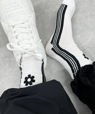 WEGO サイドラインクルーソックス ホワイト