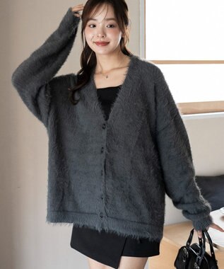 WEGO 【25年秋冬新作/WEB限定】別注USPOLOシャギーニットカーデ ブラック中濃色