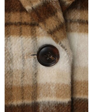 Green Parks ・ＥＬＥＮＣＡＲＥ　ＤＵＥ　シャギーチェックミドルコート Beige