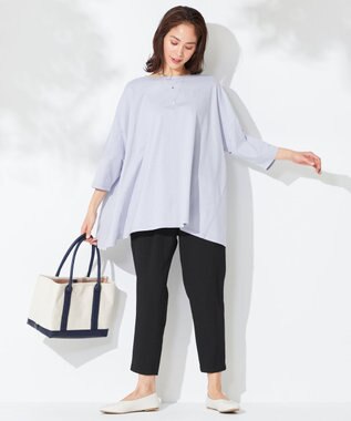 ANY 【洗える】テントライン カットソー サックスブルー系