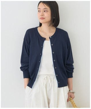 AMERICAN HOLIC 配色シアーカーディガン Navy