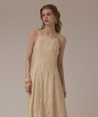 GRACE CONTINENTAL リーフジャガードキャミワンピース ベージュ
