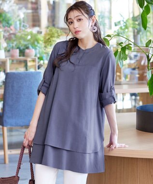 Tiaclasse 【洗える】レイヤードヘムシャツチュニック