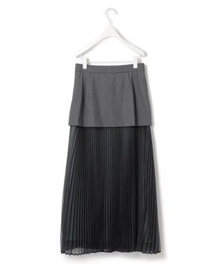 ICB 【洗える】LooseWeave ドッキングプリーツスカート チャコール系