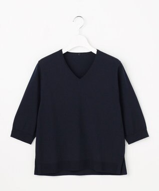 J.PRESS LADIES S 【2WAY・シーンレスに活躍】SCARF KNIT Vネック ニット ネイビー×ネイビースカーフ系