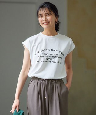 ANY L フロッキーロゴフレンチスリーブTシャツ オフ