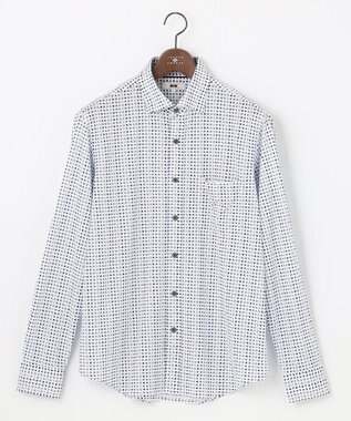 JOSEPH ABBOUD 【快適な着心地】コンパクトジャージー鹿の子プリント シャツ サックスブルー系5