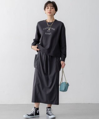 23区 L 【撥水加工/洗える】ブライトタフタ ドロスト スカート グレー系