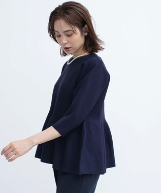 組曲 【WEB限定】スポンディッシュペプラム ニット ネイビー系